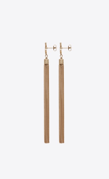 Boucles d'oreilles LOULOU à pompon chaines en laiton doré clair